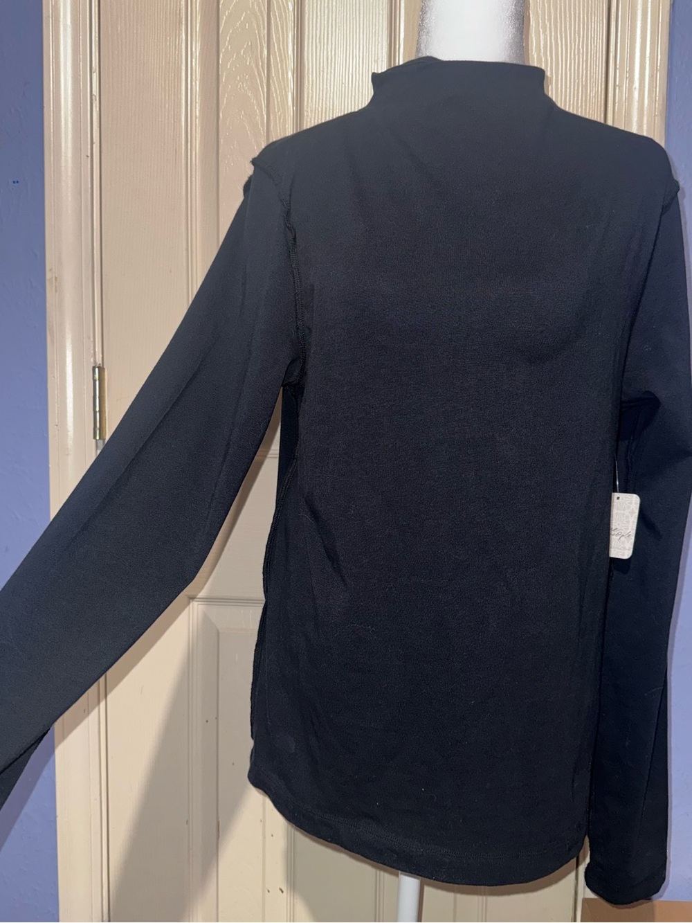 Women's Black Mock Neck Long Sleeve Top